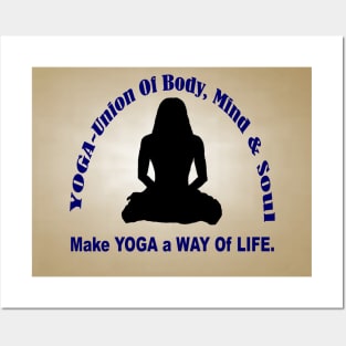 Make YOGA - A Way Of Life - Peach-Brown Wall Art. Posters and Art